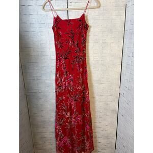 Hennes vintage maxi dress spaghetti strap shear velvet floral Y2K romantic ￼